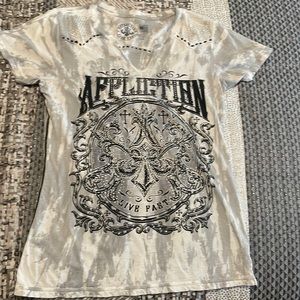 Womens Affliction Grey/White Tee worn twice